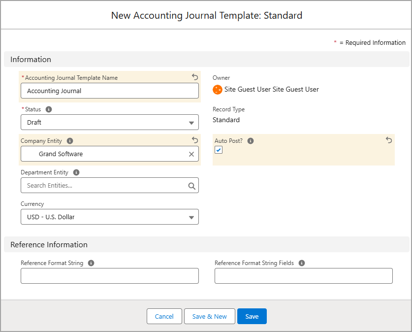 Oval Accounting Recurring Journals 